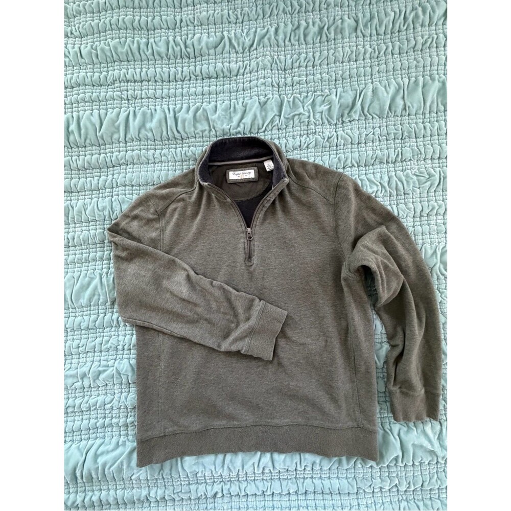 English Laundry Men’s Olive Green Quarter-Zip Sweater-Med